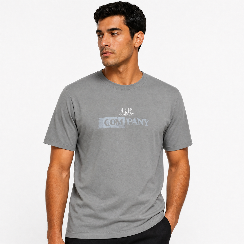 CP Company Logo T-Shirt in Smoked Pearl Grey