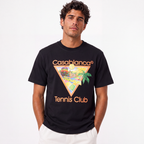 Casablanca "Tennis Club Icon Pastelle" Printed T-Shirt in Black