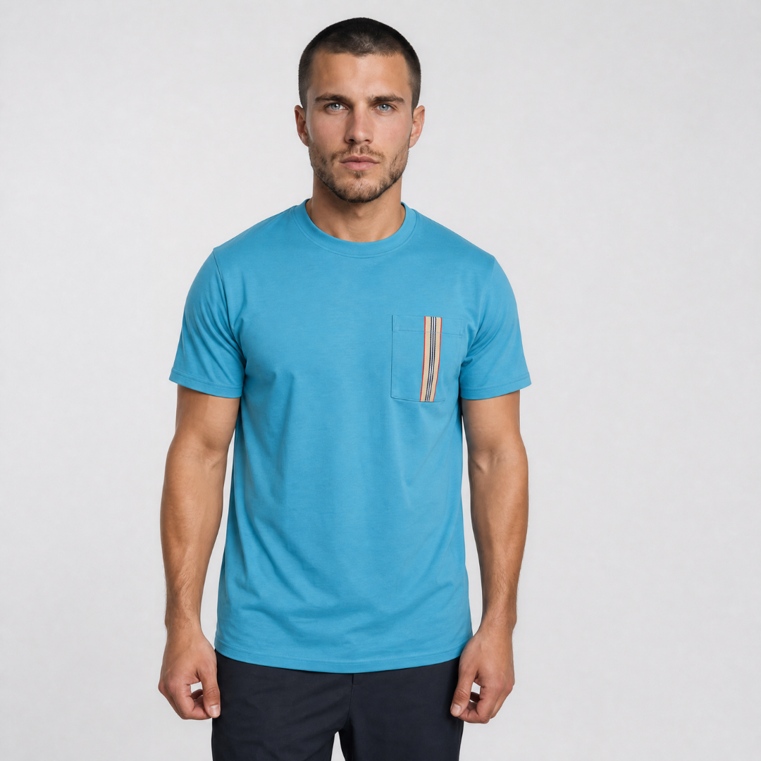 Burberry 'Ellison' Stripe Embroidery T-Shirt Turquoise