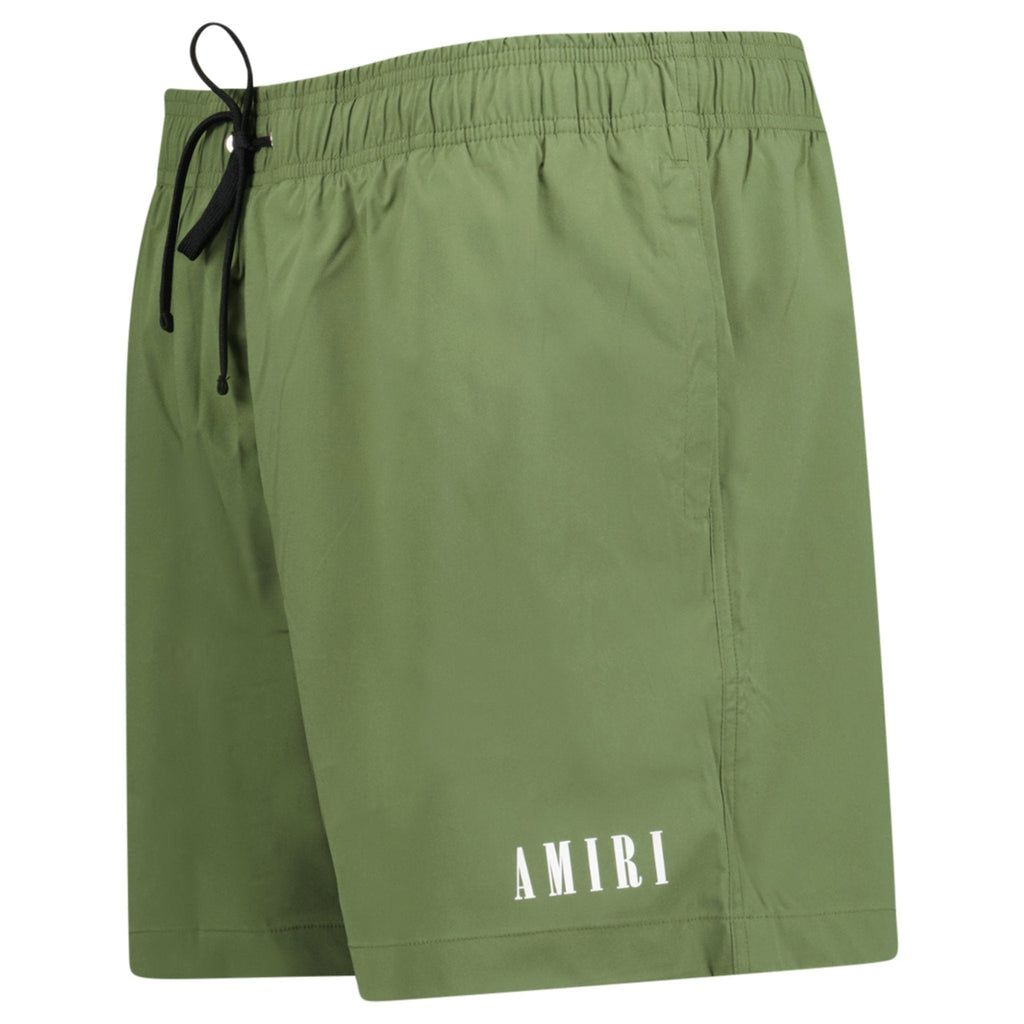 Amiri Core Logo Drawstring Swim Shorts Military Green