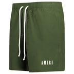 Amiri Core Logo Drawstring Swim Shorts Olive Green