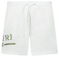 Amiri Ma Bar Green Logo Drawstring Swim Shorts White