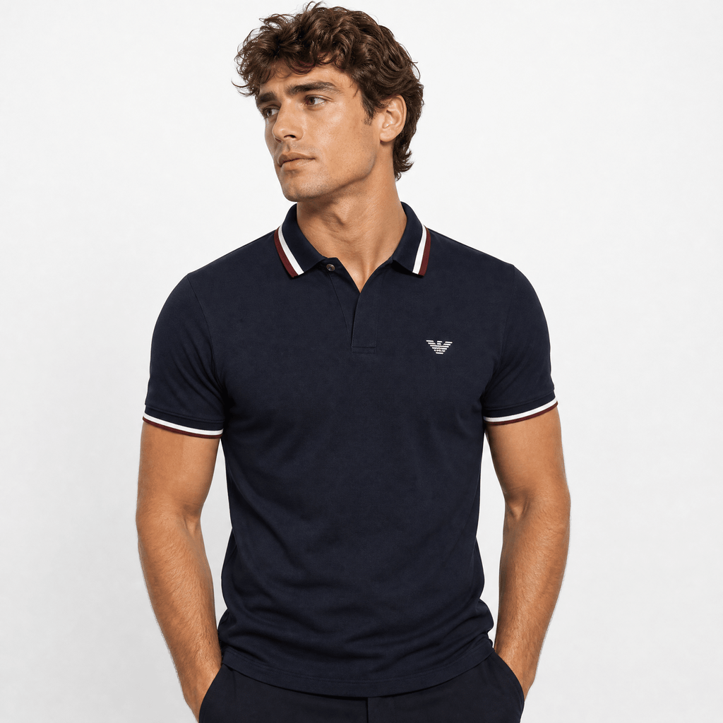 Armani Eagle Logo Polo Shirt in Navy