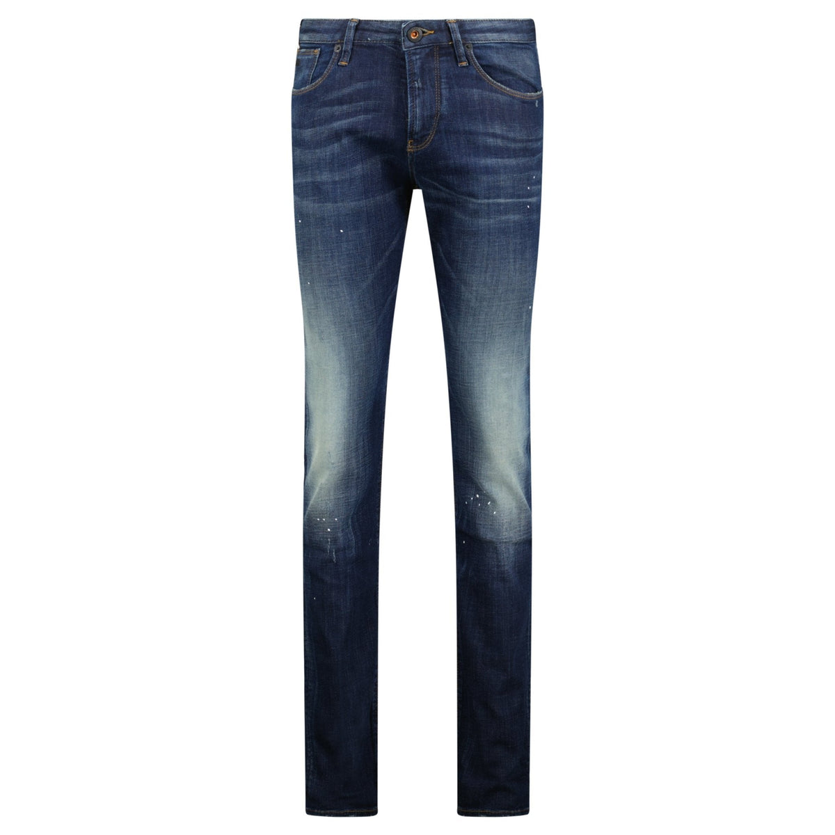 Emporio Armani J06 Slim Fit 5 Pocket Paint Splatter Jeans Blue