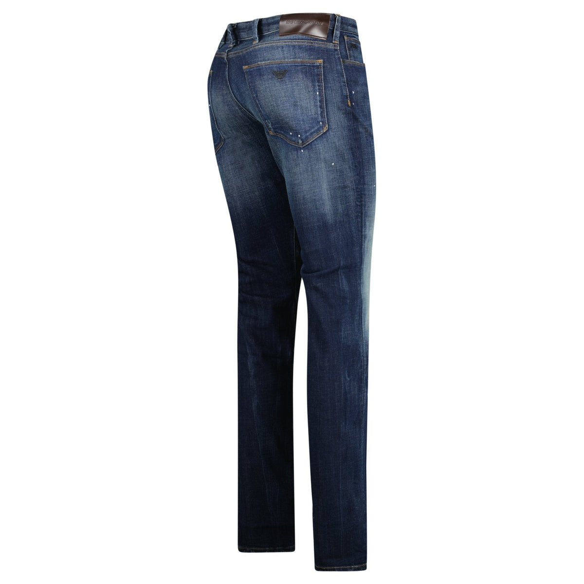 Emporio Armani J06 Slim Fit 5 Pocket Paint Splatter Jeans Blue