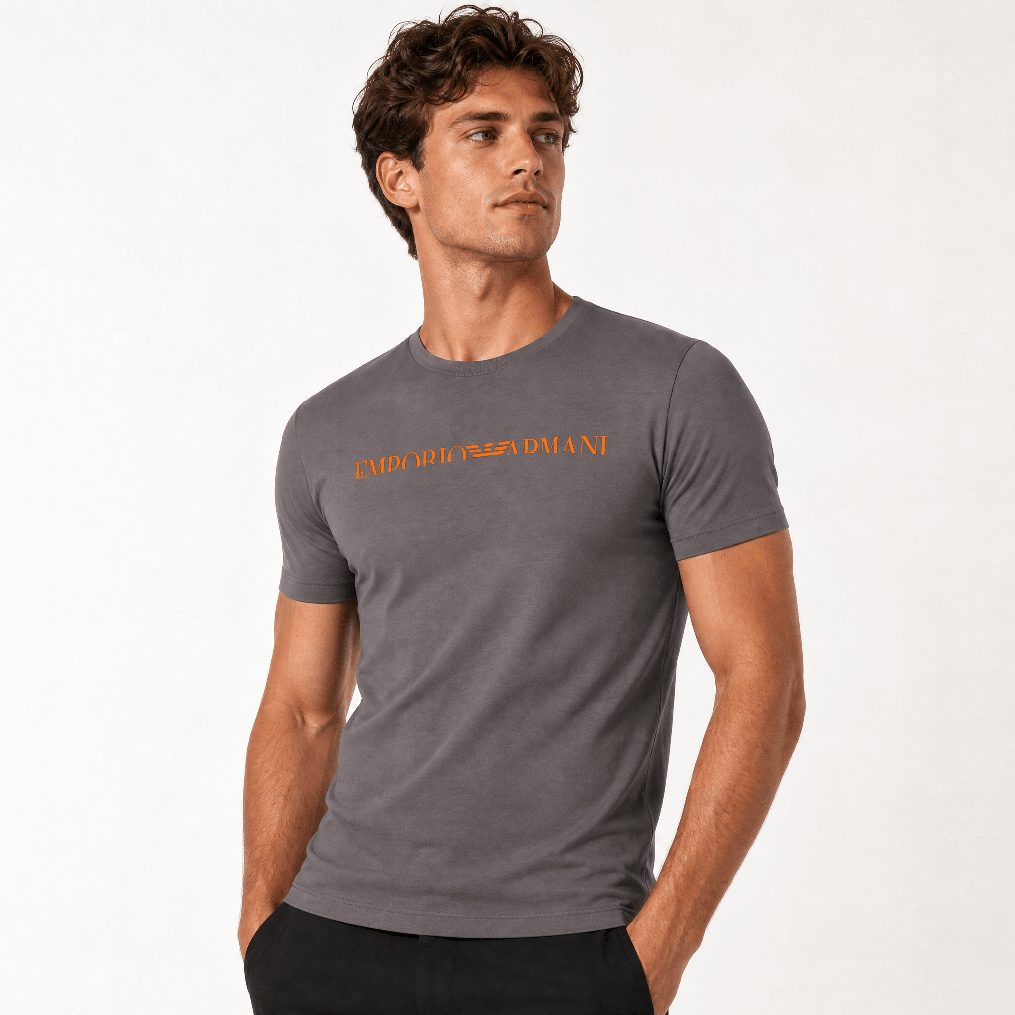Armani Logo Print T-Shirt in Grey