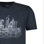 Armani London Skyline Graphic T-Shirt in Graphite Blue