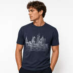 Armani London Skyline Graphic T-Shirt in Graphite Blue