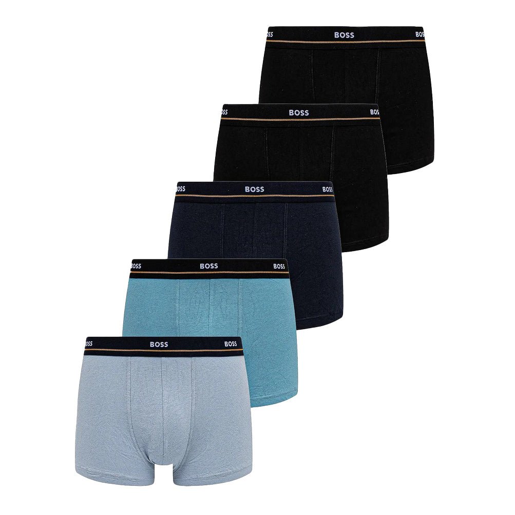 Boss 5 Pack Cotton Stretch Trunks Black