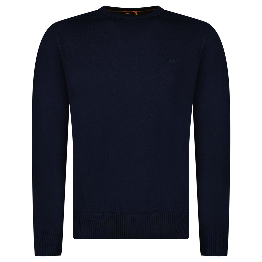 Boss Avac Crew Neck Knit Jumper in Navy