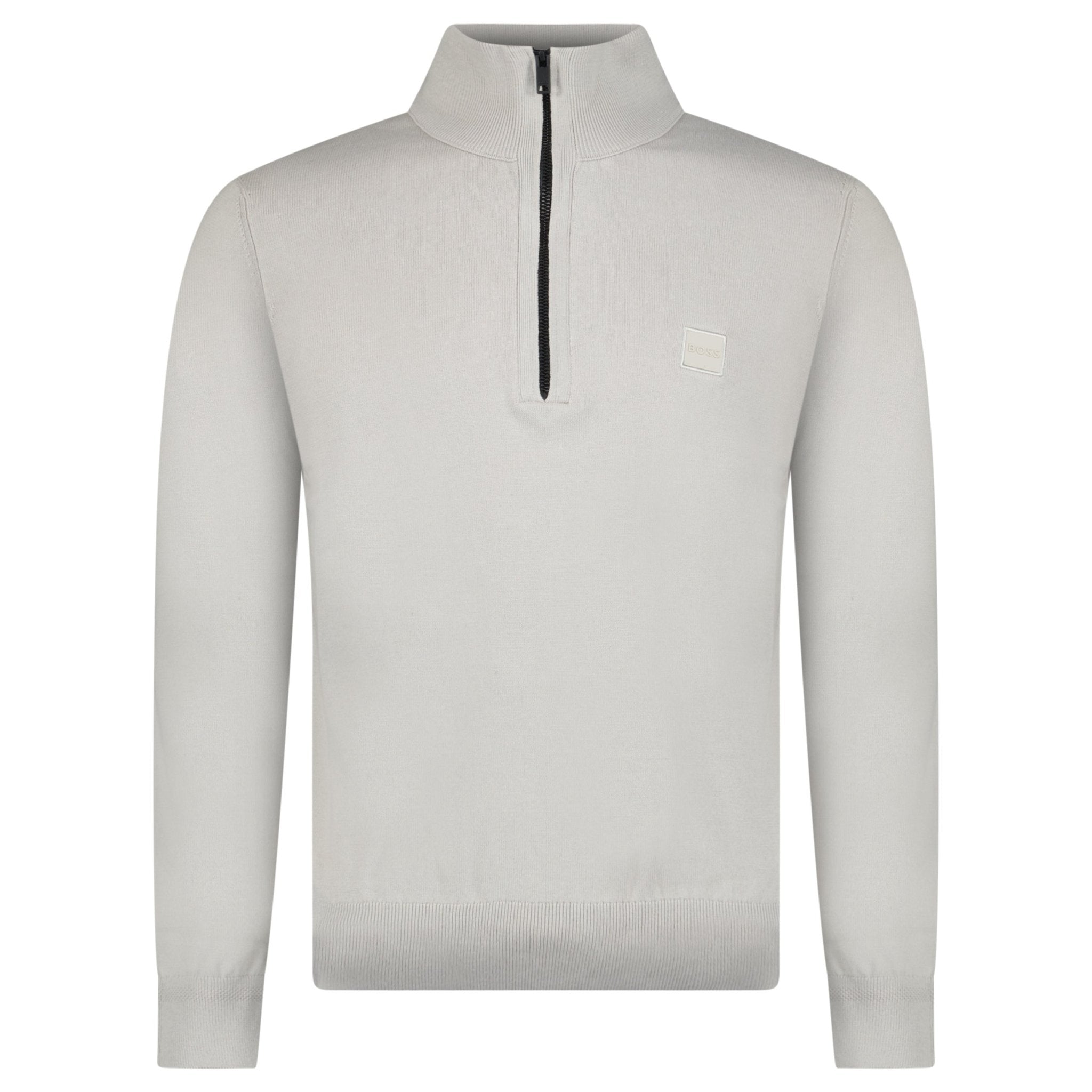 Boss Kanobix Cotton/Cashmere Half Zip Jumper Grey