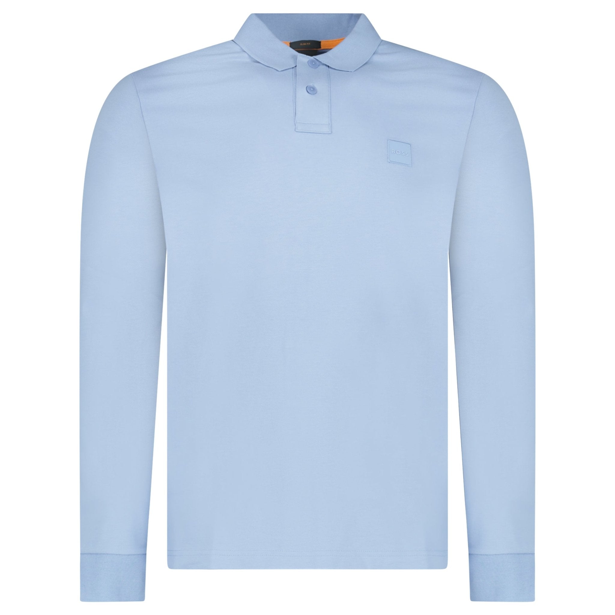 Boss Passerby Long Sleeve Polo Shirt in Open Blue