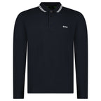 Boss Plisy Long Sleeve Polo Shirt in Dark Blue