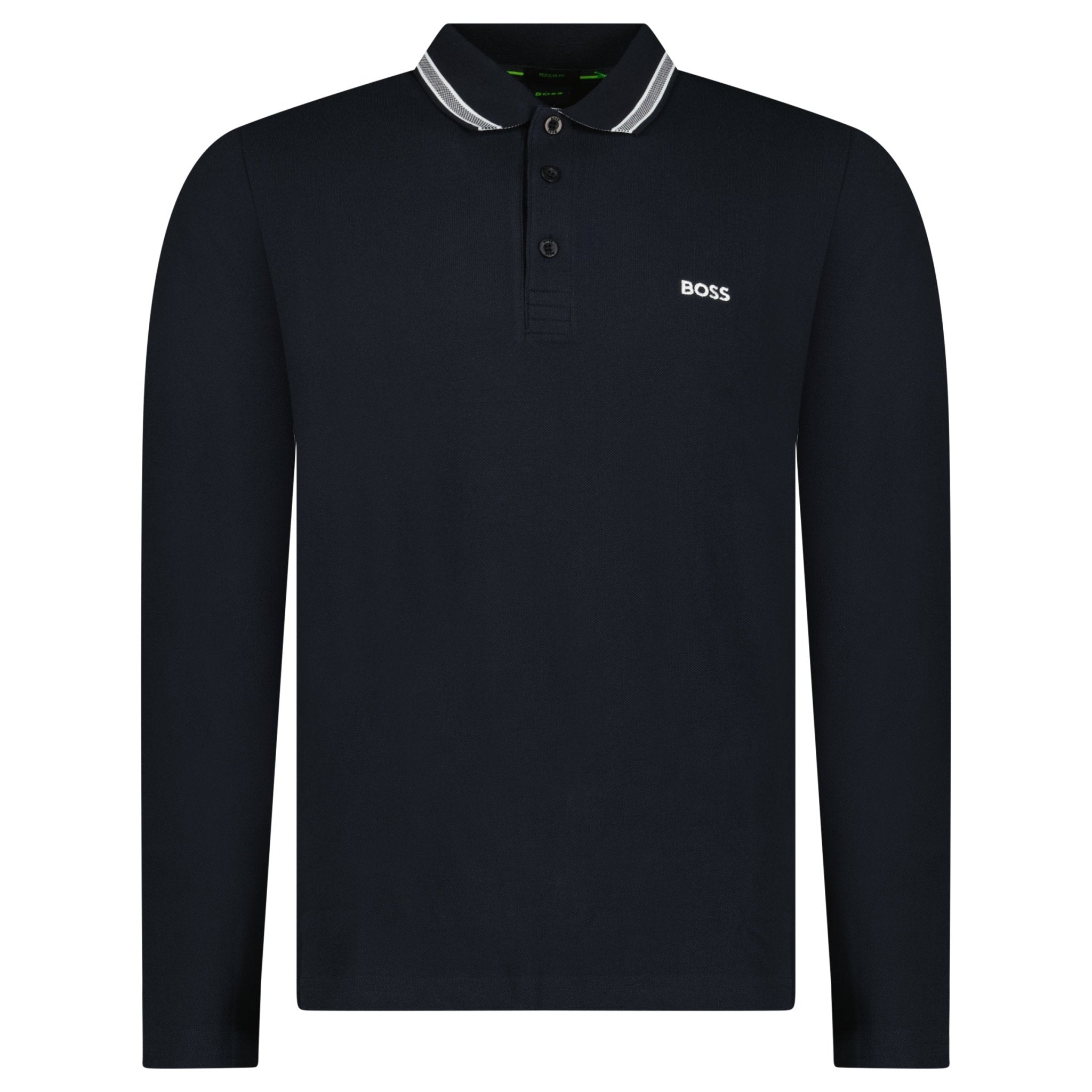 Boss Plisy Long Sleeve Polo Shirt in Dark Blue