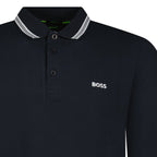 Boss Plisy Long Sleeve Polo Shirt in Dark Blue