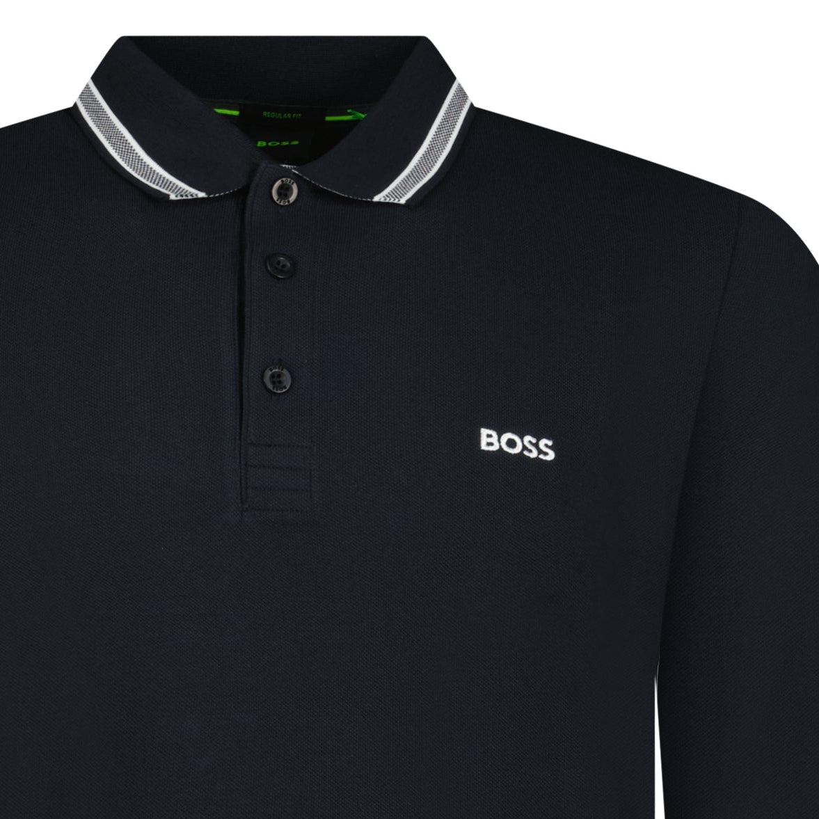 Boss Plisy Long Sleeve Polo Shirt in Dark Blue