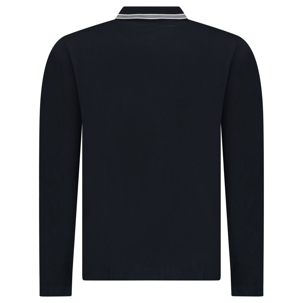 Boss Plisy Long Sleeve Polo Shirt in Dark Blue