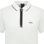 Hugo Boss Stretch Slim-Fit Polo Shirt Zip Placket White