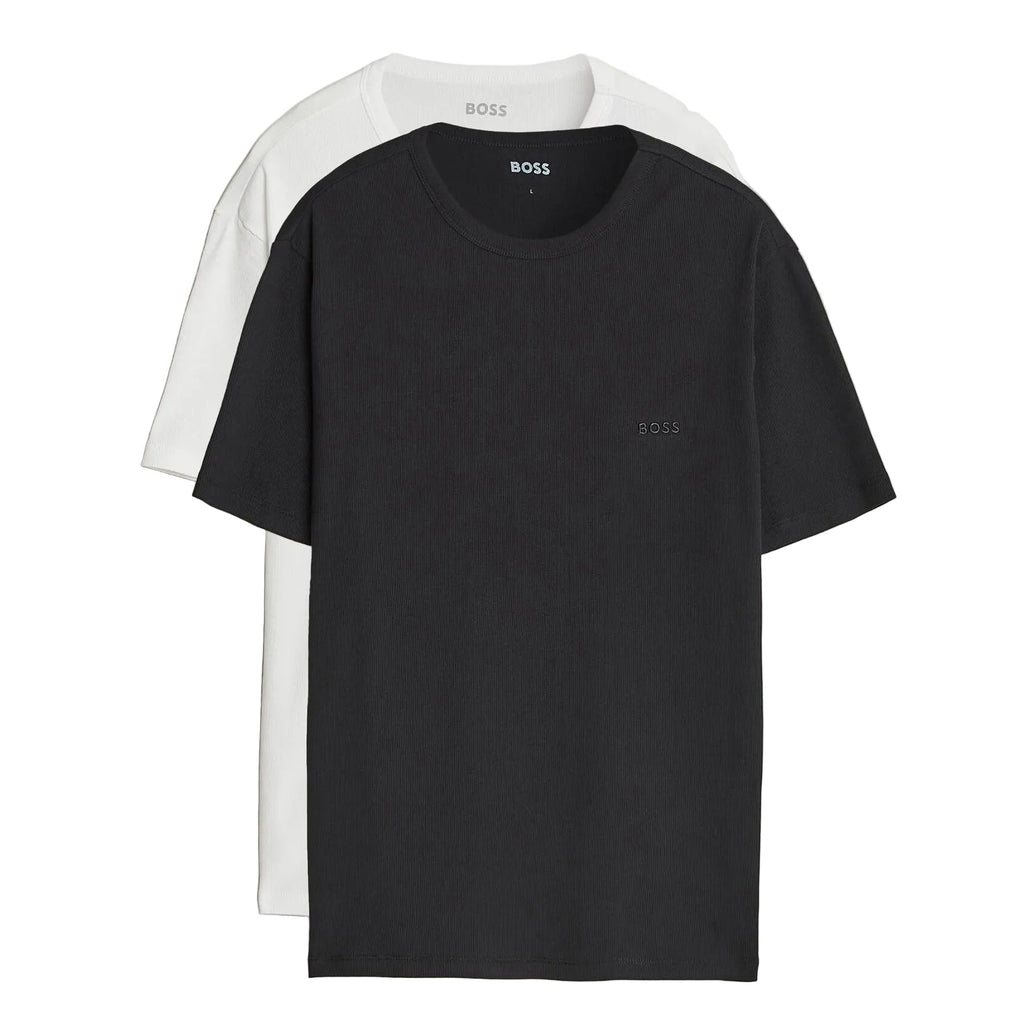 Boss Two-Pack Ribbed T-Shirts in White & Black