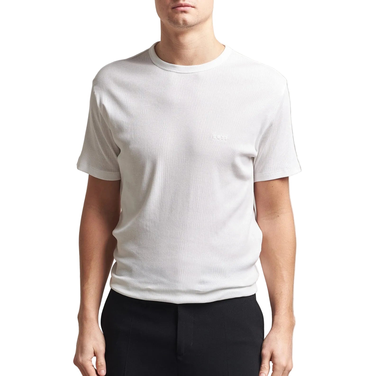 Boss Two-Pack Ribbed T-Shirts in White & Black