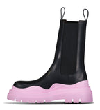 Bottega Veneta Tire Chelsea Boot in Black and Pink