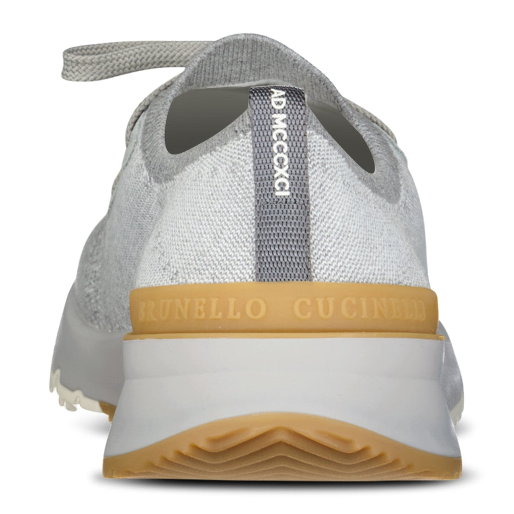 Brunello Cucinelli Cotton-Blend Chiné-Knit Sneakers in Grey