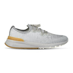 Brunello Cucinelli Cotton-Blend Chiné-Knit Sneakers in Grey