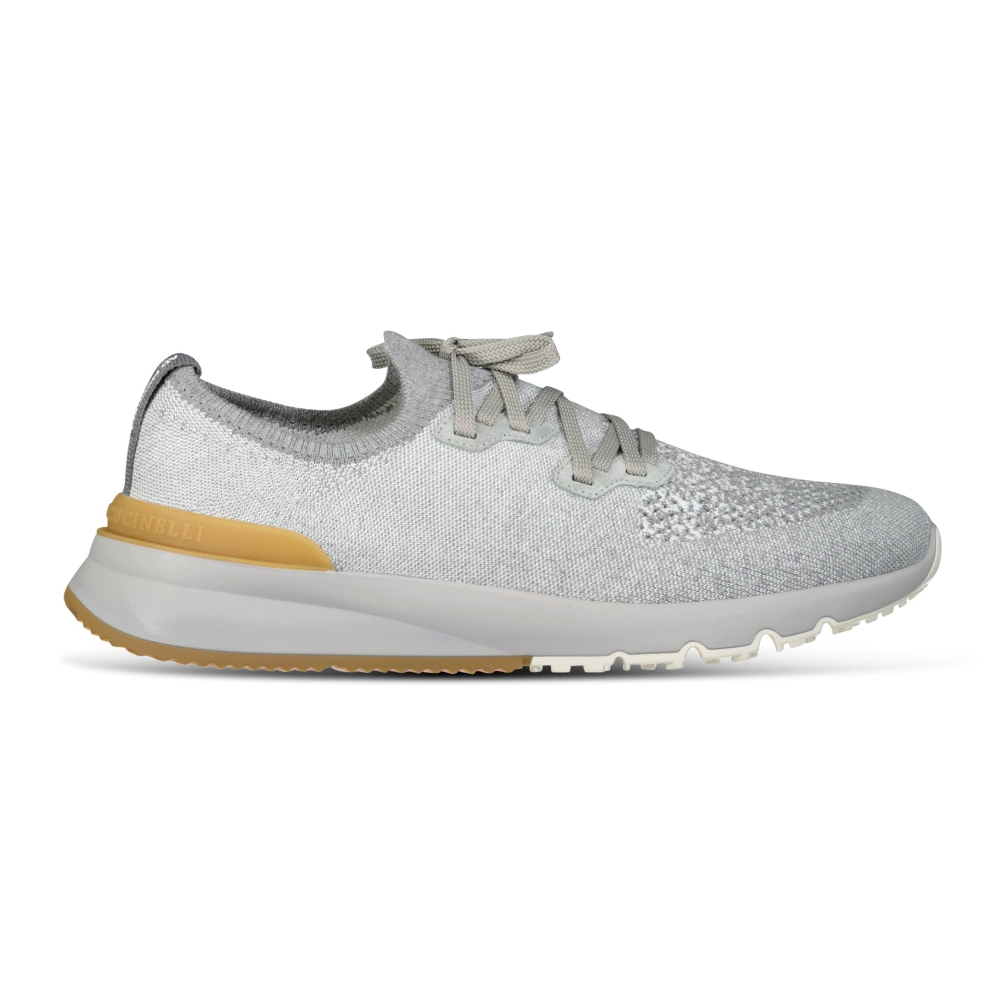 Brunello Cucinelli Cotton-Blend Chiné-Knit Sneakers in Grey