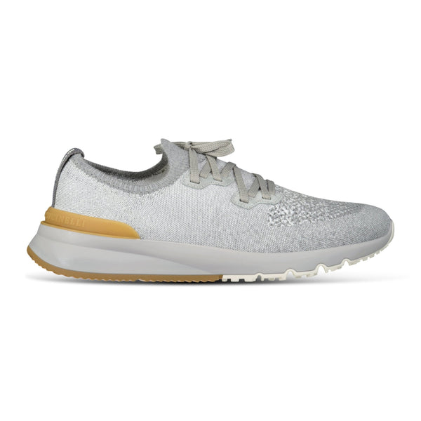 Brunello Cucinelli Cotton-Blend Chiné-Knit Sneakers in Grey