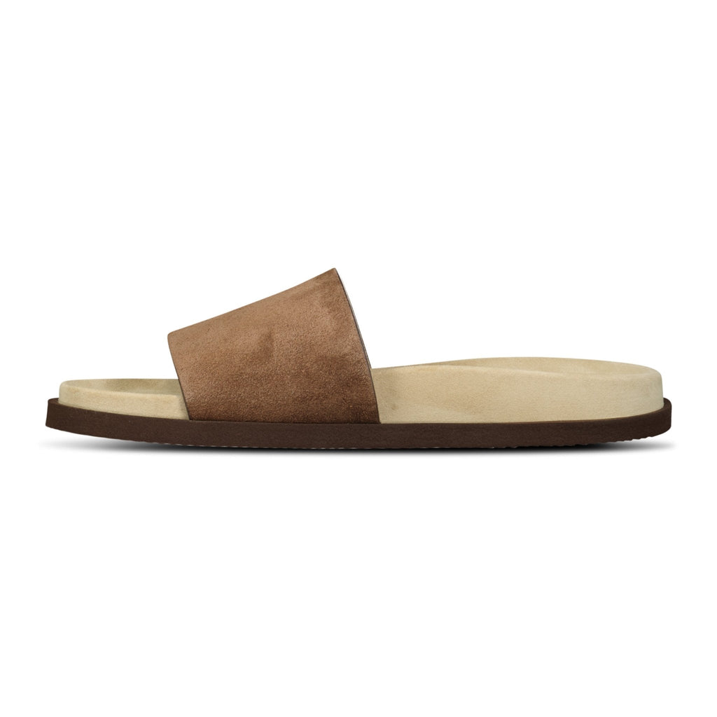 Brunello Cucinelli Suede-Strap Flat Sandals in Brown