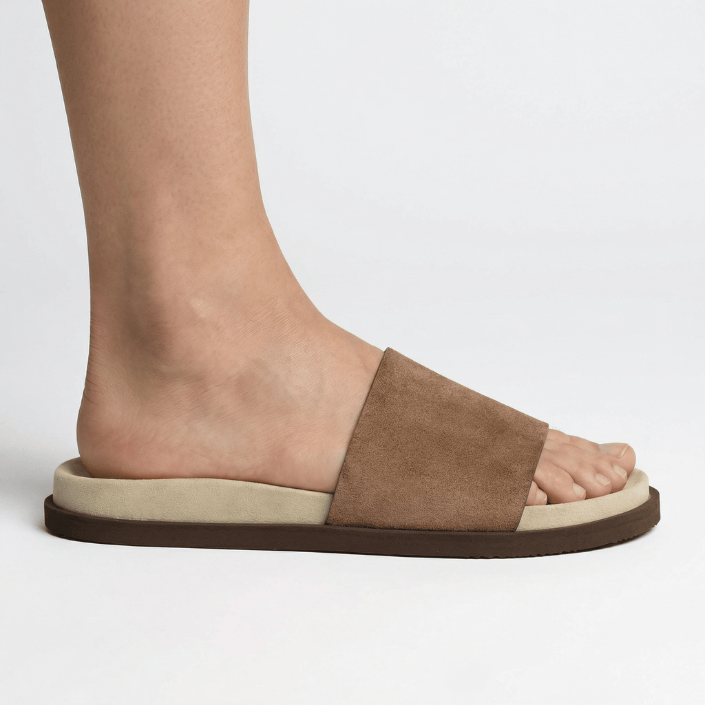 Brunello Cucinelli Suede-Strap Flat Sandals in Brown