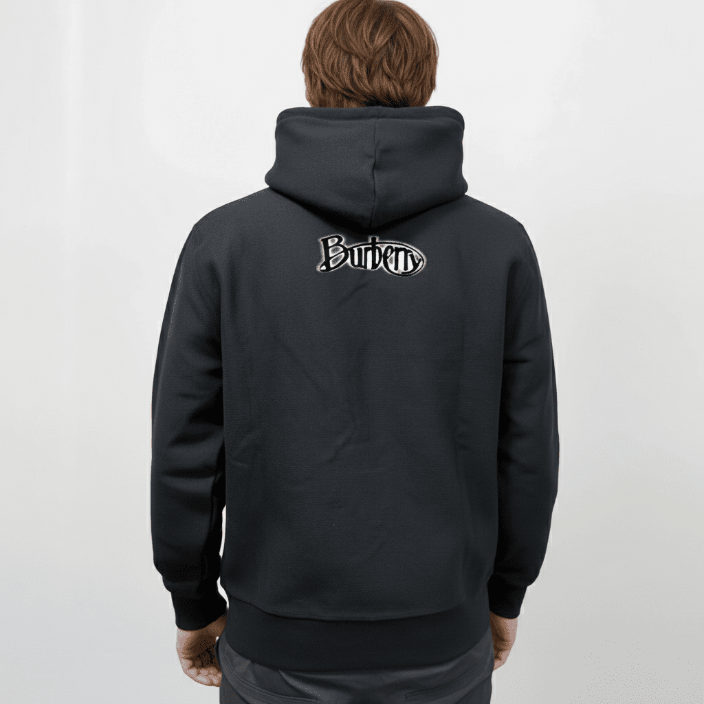 Burberry Archive Rear Felt Logo Hoodie in Black