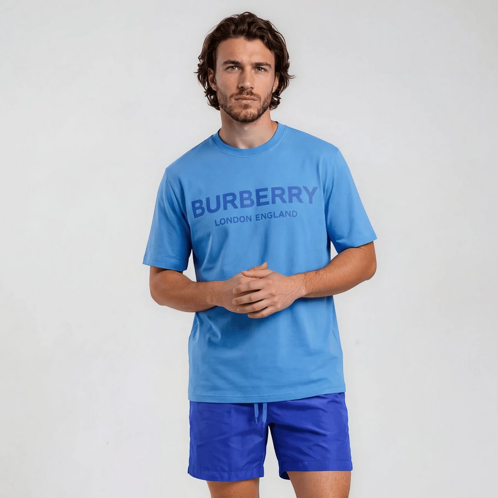 Burberry 'Ellison' London Logo Print T-Shirt Blue