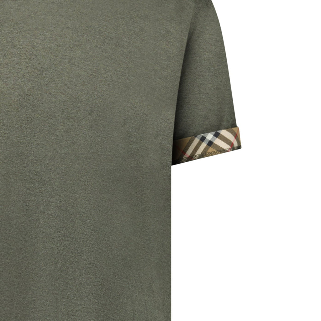 Burberry 'Ellison' Organic Cotton Check Sleeve Dark Green