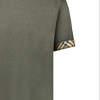 Burberry 'Ellison' Organic Cotton Check Sleeve Dark Green