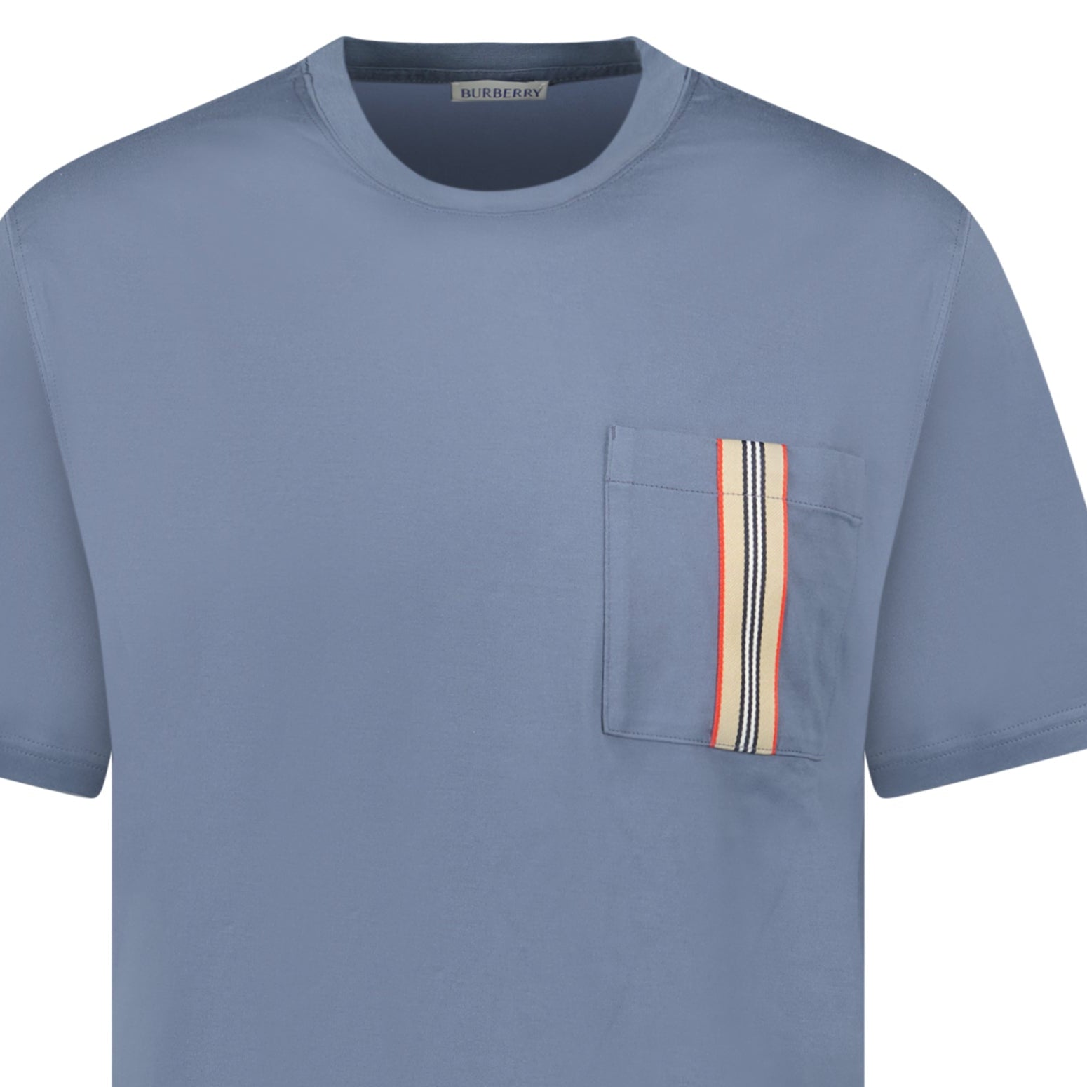Burberry 'Ellison' Stripe Embroidery T-Shirt Carbon Blue