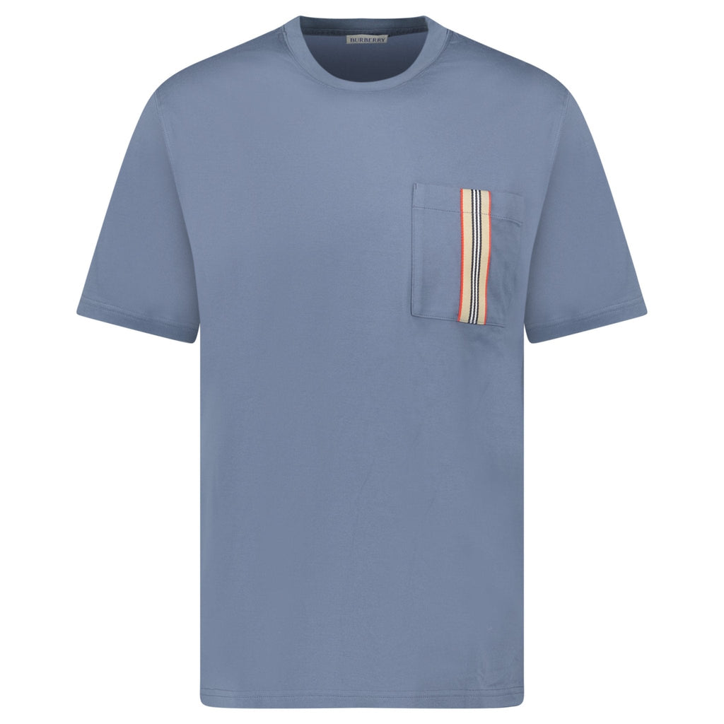 Burberry 'Ellison' Stripe Embroidery T-Shirt Carbon Blue