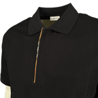 Burberry 'Hartford' Check Placket Zip Polo Black