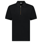 Burberry 'Hartford' Check Placket Zip Polo Black