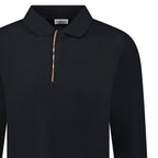 Burberry 'Hartford' Long Sleeve Check Placket Zip Polo Black