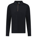 Burberry 'Hartford' Long Sleeve Check Placket Zip Polo Black