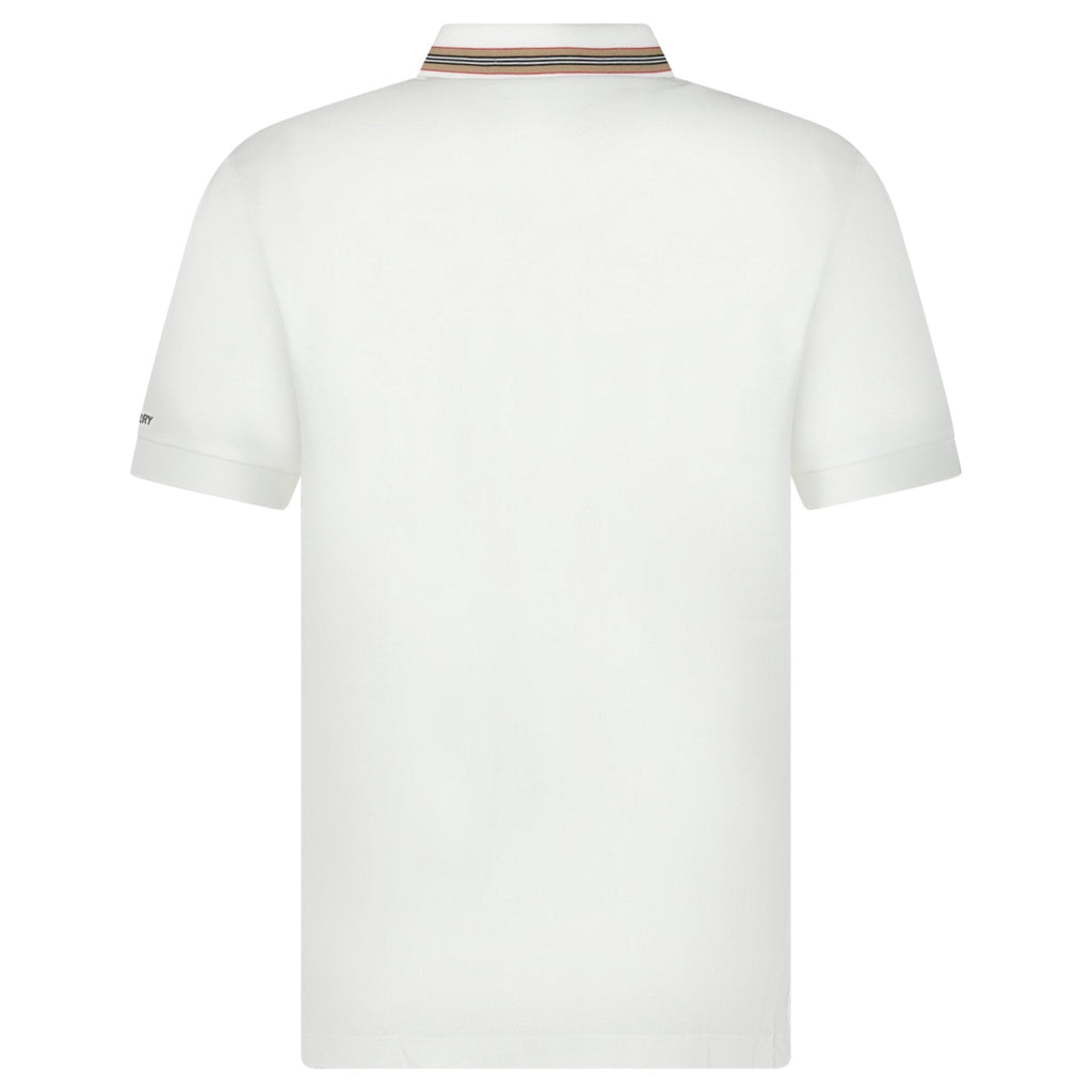 Burberry ‘Hartford’ Striped Check Short Sleeve Polo in White