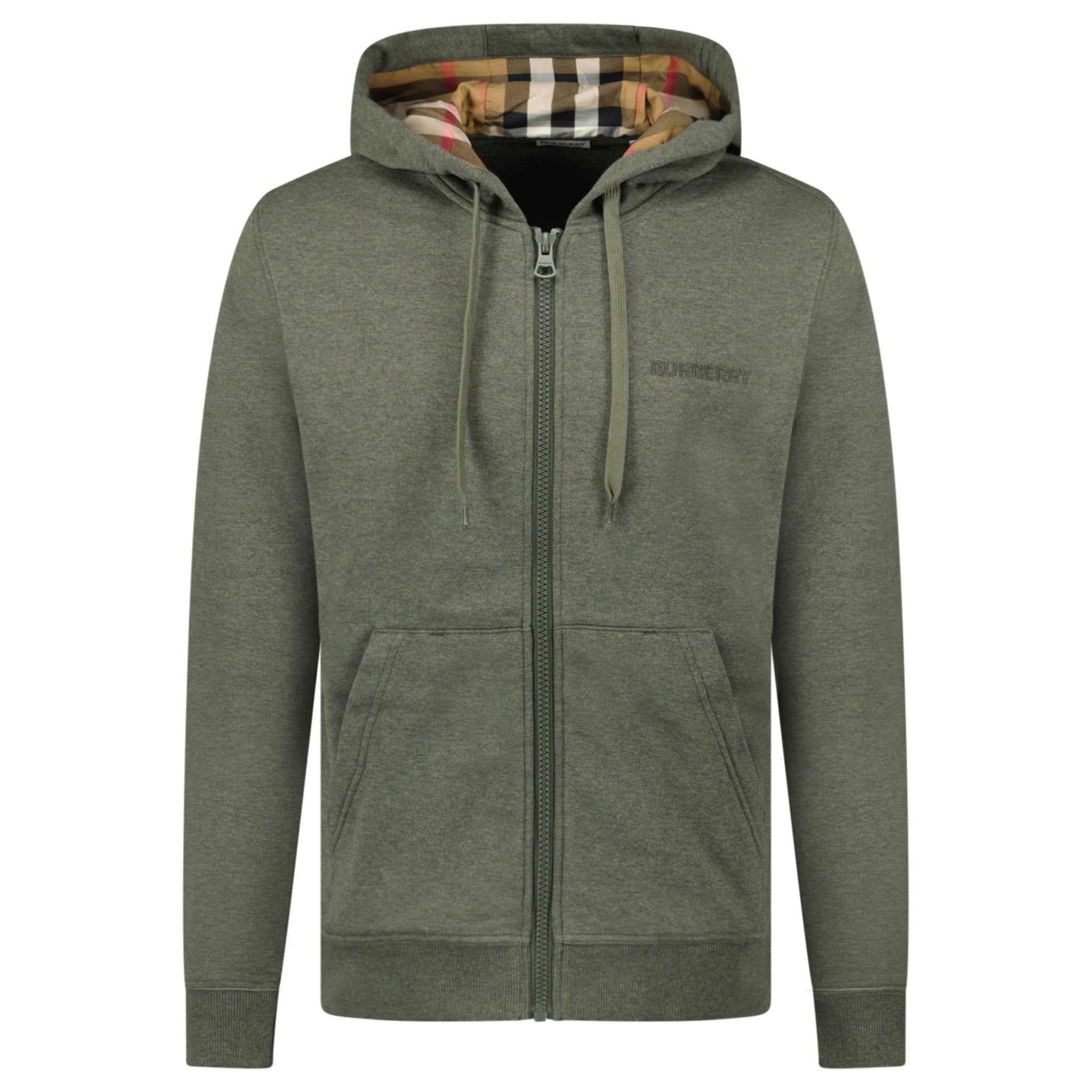 Burberry 'Hove' Check Hoodie Khaki