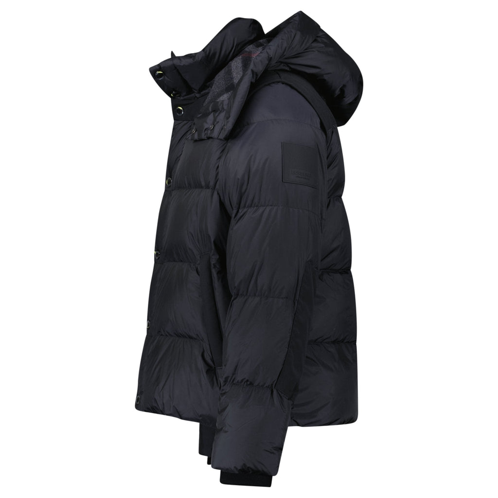 Burberry 'Leeds' Detachable Sleeve Hooded Down Jacket Black