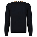 Burberry 'Noland' Knitted Wool/ Cashmere Jumper Check Neck Black