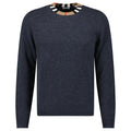 Burberry 'Noland' Knitted Wool/ Cashmere Jumper Check Neck Charcoal Grey