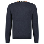 Burberry 'Noland' Knitted Wool/ Cashmere Jumper Check Neck Charcoal Grey