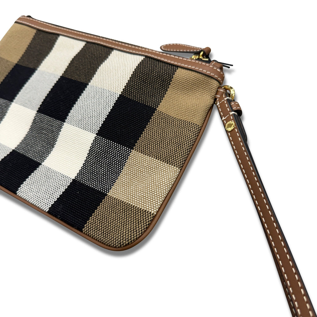 Burberry Peyton Check Wristlet Taupe Brown