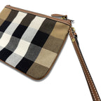 Burberry Peyton Check Wristlet Taupe Brown