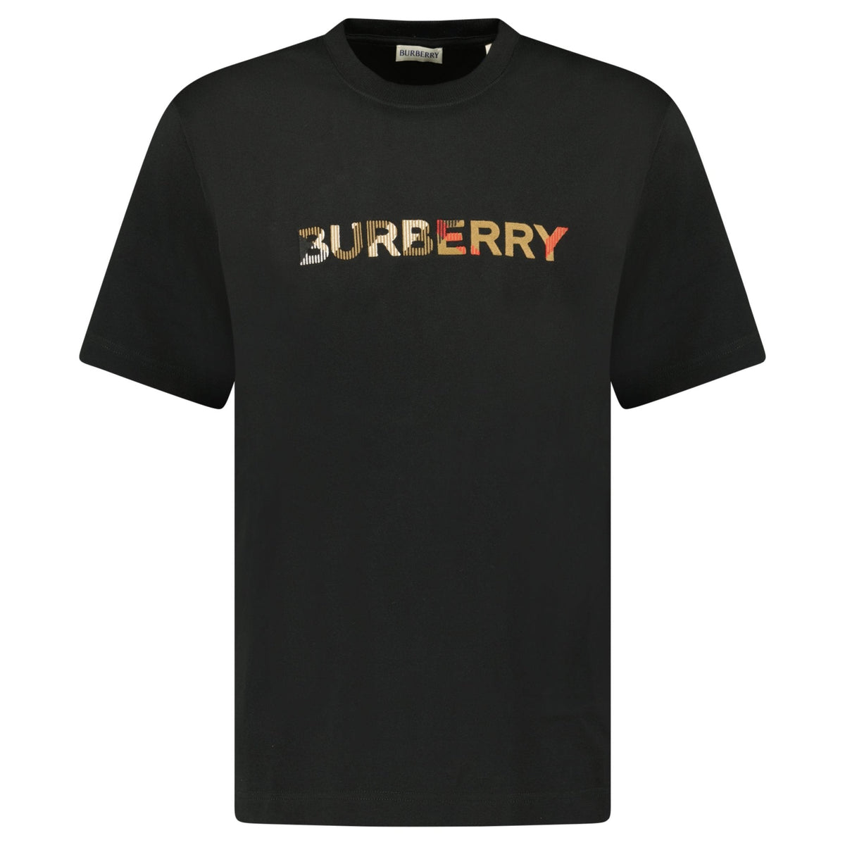 Burberry Check Logo Embroidered T-Shirt Black